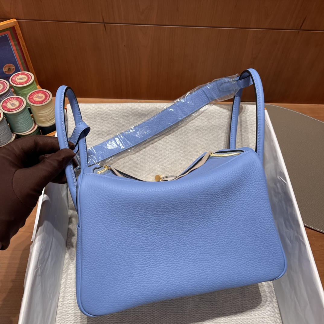 에르메스 린디백26 블루 아가테 금장 끌레망스 가죽